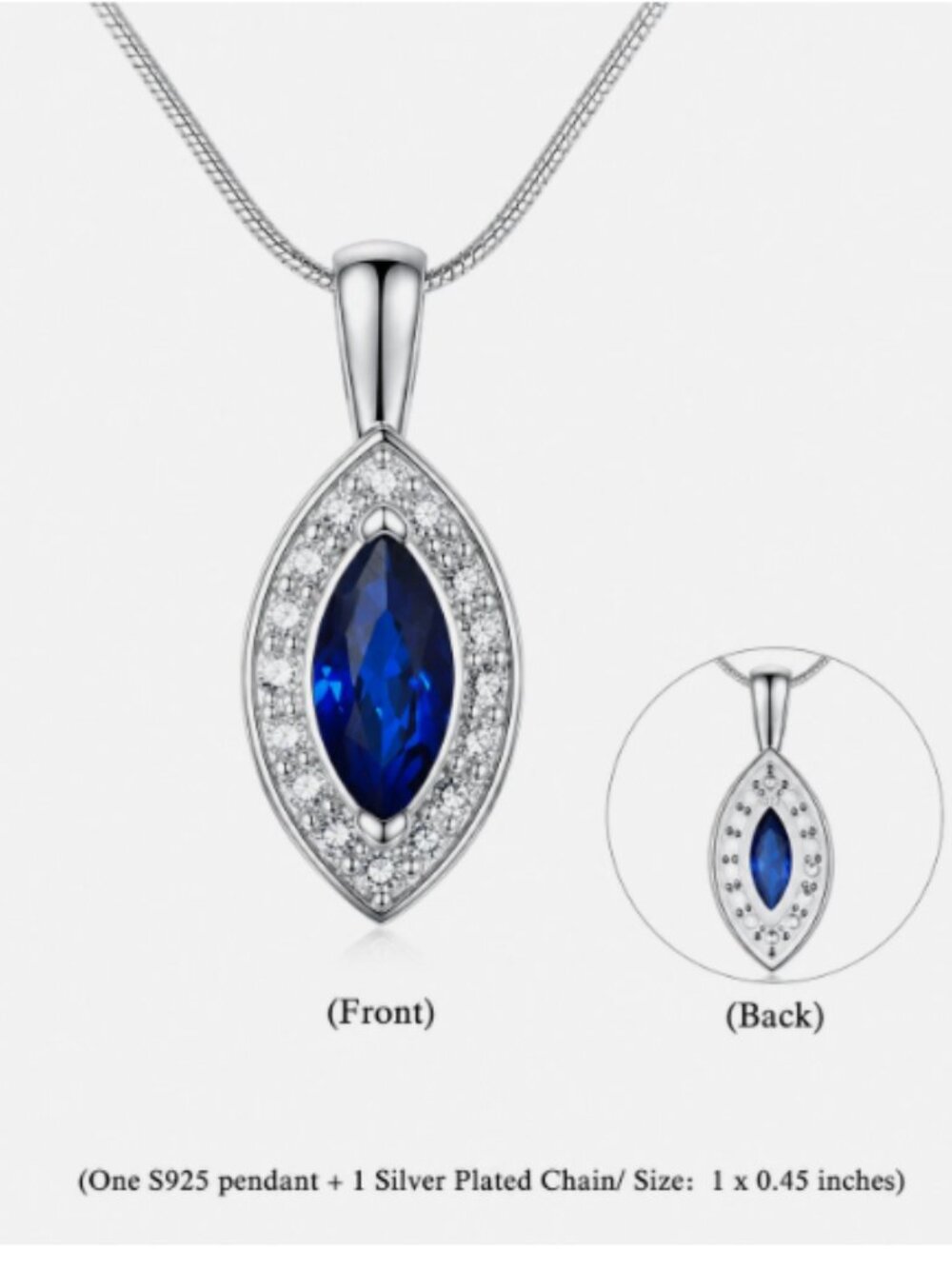 Set of 3 S925 Sterling Silver Cat Eye CZ Pendants Red Blue Aqua Necklace + Chain - Picture 3 of 4